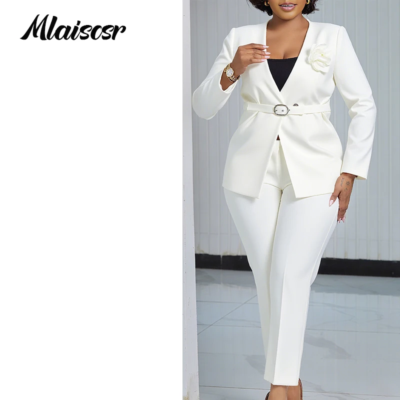 Mlaiscsr Элегантный блейзерный костюм для женщин, пальто с длинными рукавами, топ и прямые брюки, модная офисная женская рабочая осенне-зимняя одежда 
Mlaiscsr Элегантный блейзерный костюм для женщин, пальто с длинными рукавами, топ и прямые брюки, модная офисная женская рабочая осенне-зимняя одежда