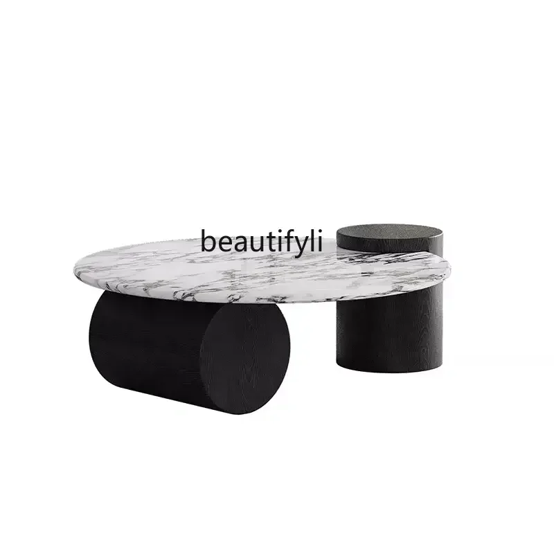 Coffee table living room household light luxury high-end solid wood marble minimalist round
Coffee table living room household light luxury high-end solid wood marble minimalist round