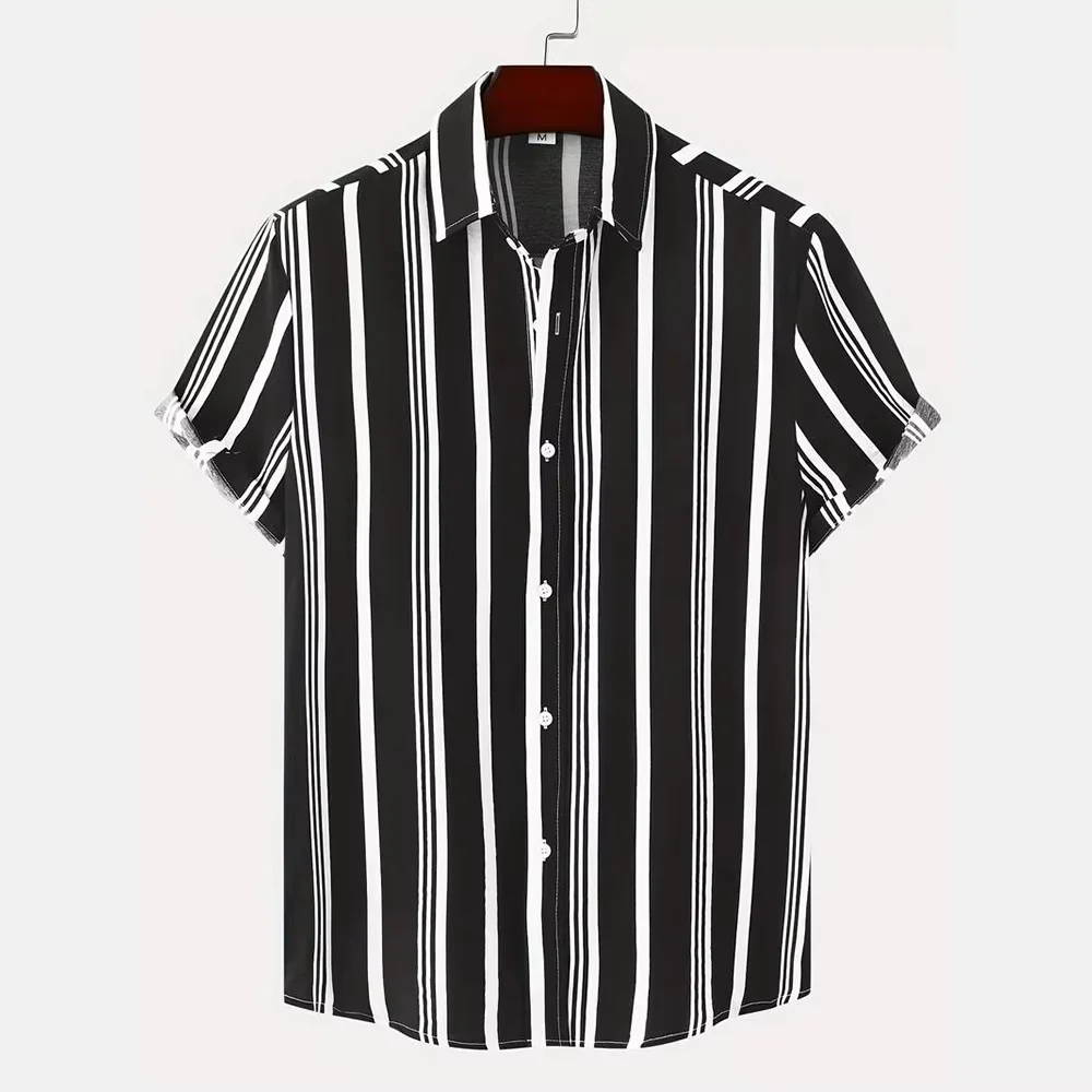 Hawaiian Black White Striped Men's Simple Shirt Casual Fashion Street Wear Short Sleeved Top Daily Casual Office Harajuku Top
Hawaiian Black White Striped Men's Simple Shirt Casual Fashion Street Wear Short Sleeved Top Daily Casual Office Harajuku Top