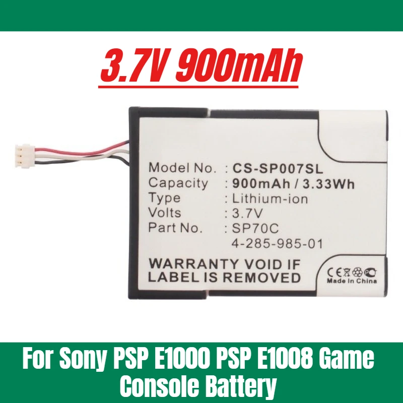 3.7V 900mAh for Sony PSP E1000 PSP E1008 Game Console Battery
3.7V 900mAh for Sony PSP E1000 PSP E1008 Game Console Battery