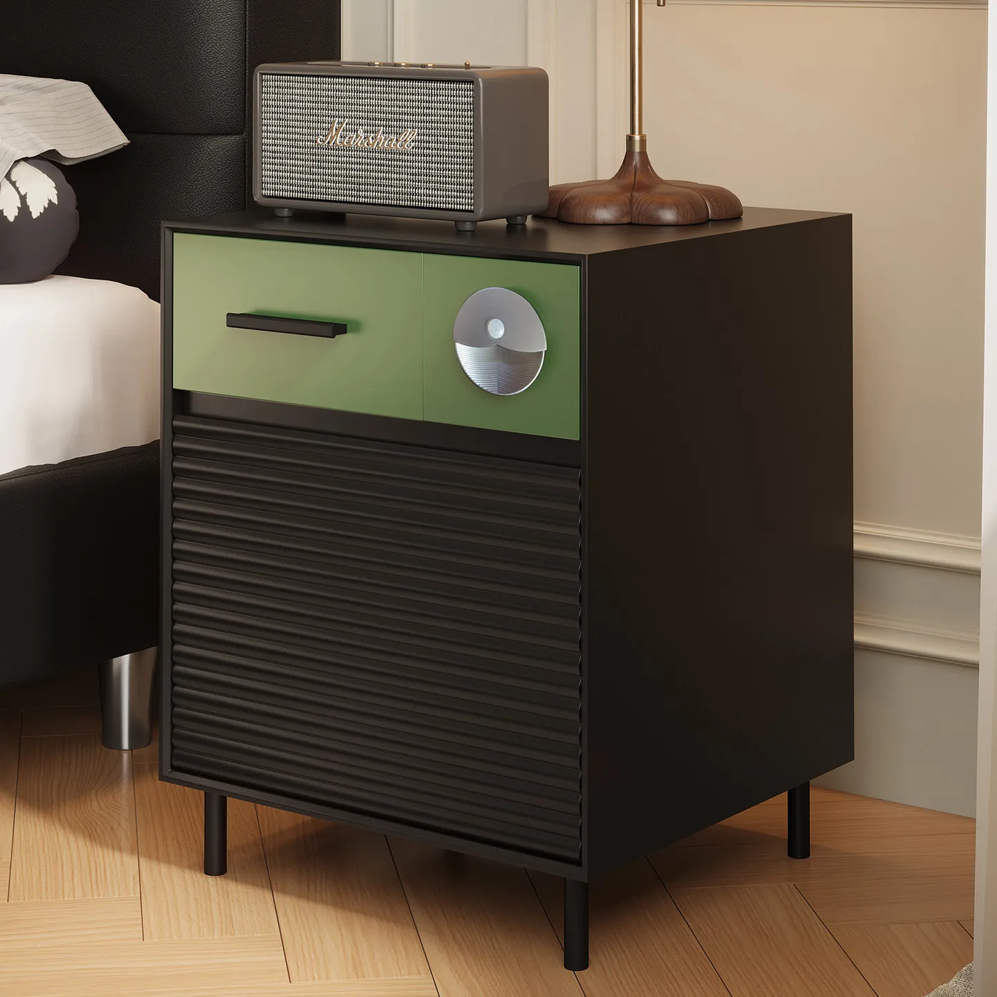 HYS bedside table for home bedroom solid wood black bedside storage cabinet
HYS bedside table for home bedroom solid wood black bedside storage cabinet