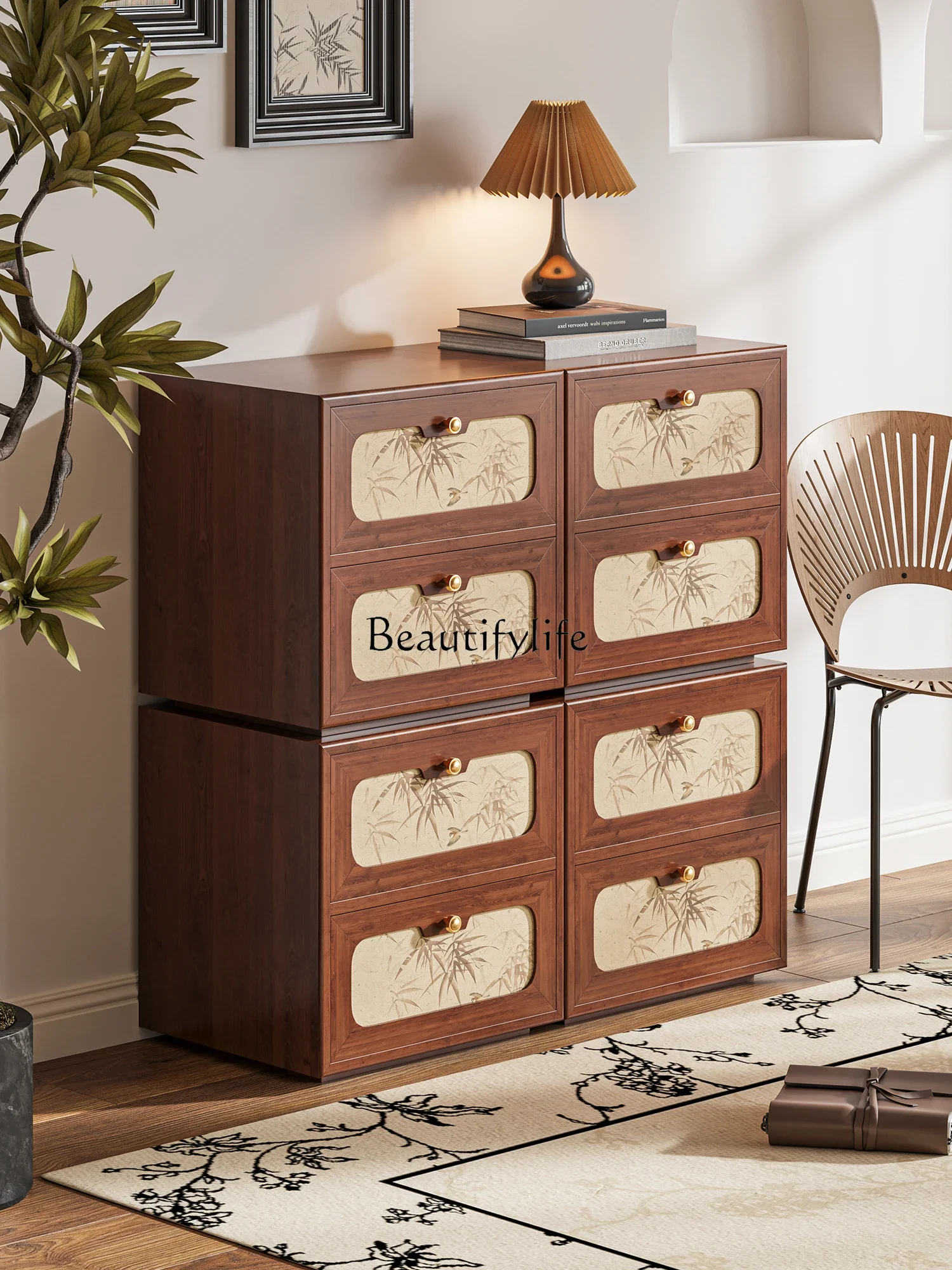 Country Style and Simple Bamboo Leaf Chest of Drawers Solid Wood Combination Bedside Cabinet Movable
Country Style and Simple Bamboo Leaf Chest of Drawers Solid Wood Combination Bedside Cabinet Movable
