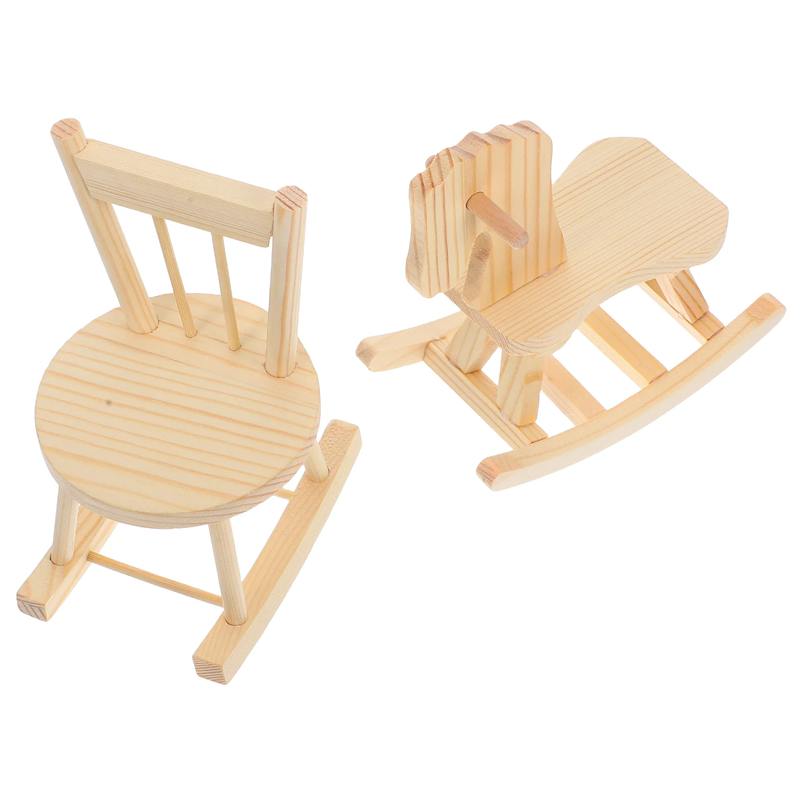 2pcs Children's Rocking Chair Wood Horse Dollhouse Furniture Unpainted Craft Miniature Table Christmas Display Decor
2pcs Children's Rocking Chair Wood Horse Dollhouse Furniture Unpainted Craft Miniature Table Christmas Display Decor