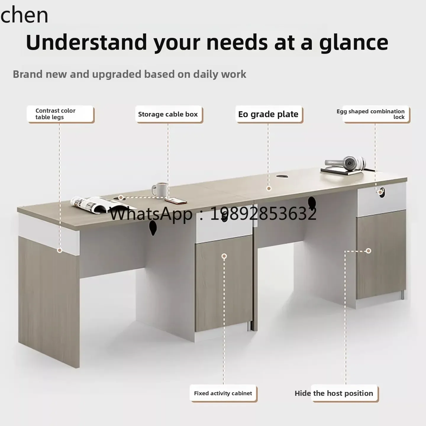 HT Single Office Desk and Chair Set Simple Modern Employee Desk Office Financial Staff Three-Person with Cabinet Computer Desk
HT Single Office Desk and Chair Set Simple Modern Employee Desk Office Financial Staff Three-Person with Cabinet Computer Desk