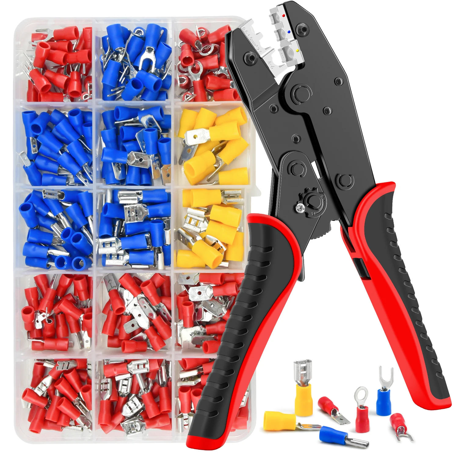 HS-30J Wire Crimping Tool Set Insulated Wire Electrical Connectors Crimp-Butt,Ring,Spade,Terminals Cable Lugs Assortment Kit
HS-30J Wire Crimping Tool Set Insulated Wire Electrical Connectors Crimp-Butt,Ring,Spade,Terminals Cable Lugs Assortment Kit