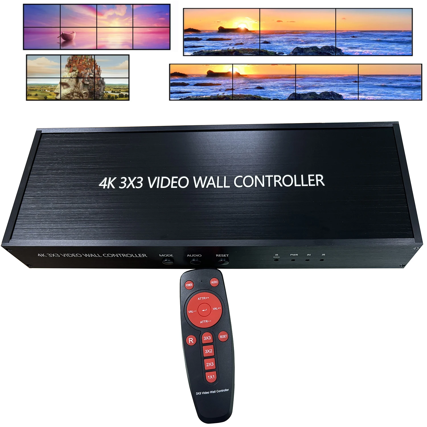4K 3x3 HDMI Video Wall Controller TV Splicing Box 2x2 1x3 1x4 2x3 Multi Screen TV Splicer Video Wall Processor Screen Mirroring
4K 3x3 HDMI Video Wall Controller TV Splicing Box 2x2 1x3 1x4 2x3 Multi Screen TV Splicer Video Wall Processor Screen Mirroring