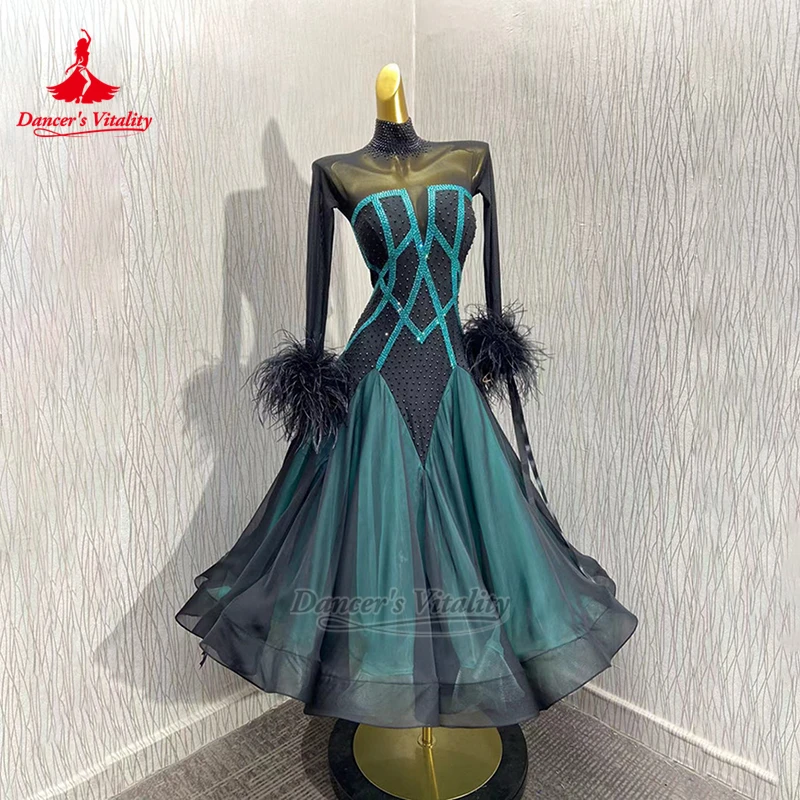 Blackpool Dance Festival Ballroom Dance High-neck Long Sleeves Big Swing Dresses Custom Dancer's Vitality Female Waltz Clothing
Blackpool Dance Festival Ballroom Dance High-neck Long Sleeves Big Swing Dresses Custom Dancer's Vitality Female Waltz Clothing