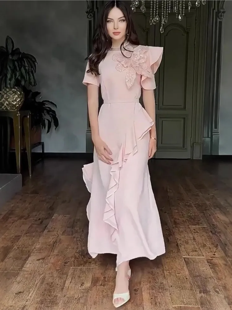 Party Dresses For Woman New French Short Sleeves Evening Dress Solid Color Simple Style Vestidos Elegant Temperament Fashion
Party Dresses For Woman New French Short Sleeves Evening Dress Solid Color Simple Style Vestidos Elegant Temperament Fashion