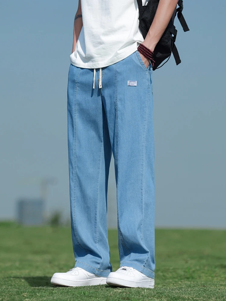 Мужские летние джинсы из шелковистого денима с градиентным эффектом, тонкие, из ледяного шелка, свободные, прямого кроя, широкие штанины, молодежные, модные, трендовые, прямой силуэт
Мужские летние джинсы из шелковистого денима с градиентным эффектом, тонкие, из ледяного шелка, свободные, прямого кроя, широкие штанины, молодежные, модные, трендовые, прямой силуэт