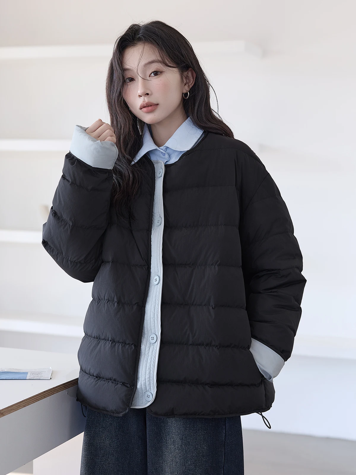 HuiXi 90 White Duck down Jacket Women's Winter New Splicing Design Versatile Warm Outerwear Commute Style round Neck Single B...
HuiXi 90 White Duck down Jacket Women's Winter New Splicing Design Versatile Warm Outerwear Commute Style round Neck Single B...