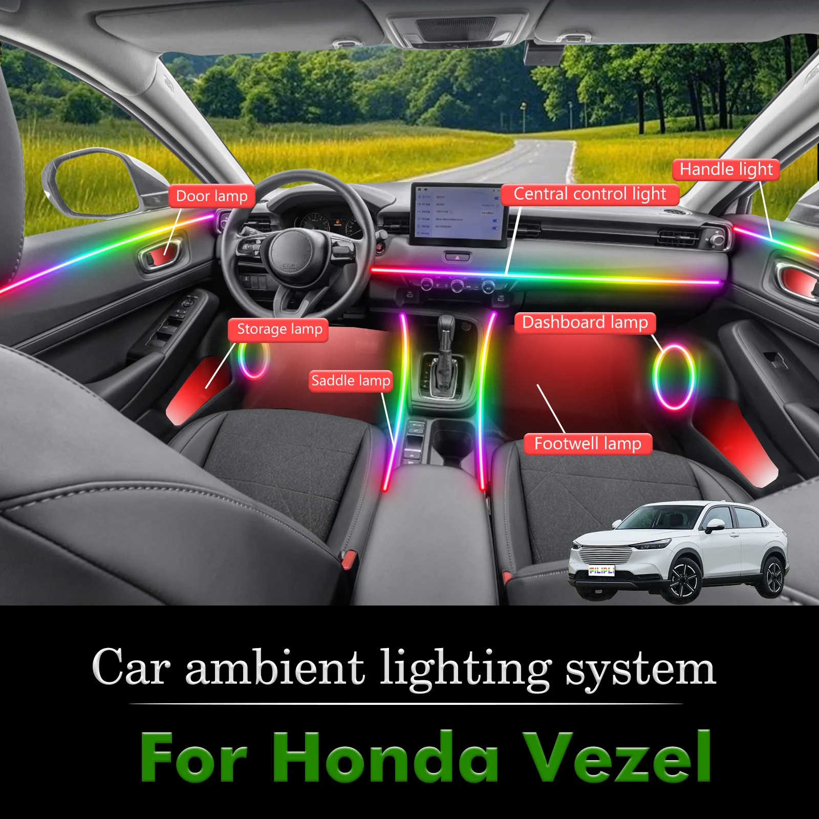 For Honda Vezel Smart Remote Control Car Interior Ambient Light RGB 64 Colors LED Energy Saving Efficient Lamp Kit
For Honda Vezel Smart Remote Control Car Interior Ambient Light RGB 64 Colors LED Energy Saving Efficient Lamp Kit
