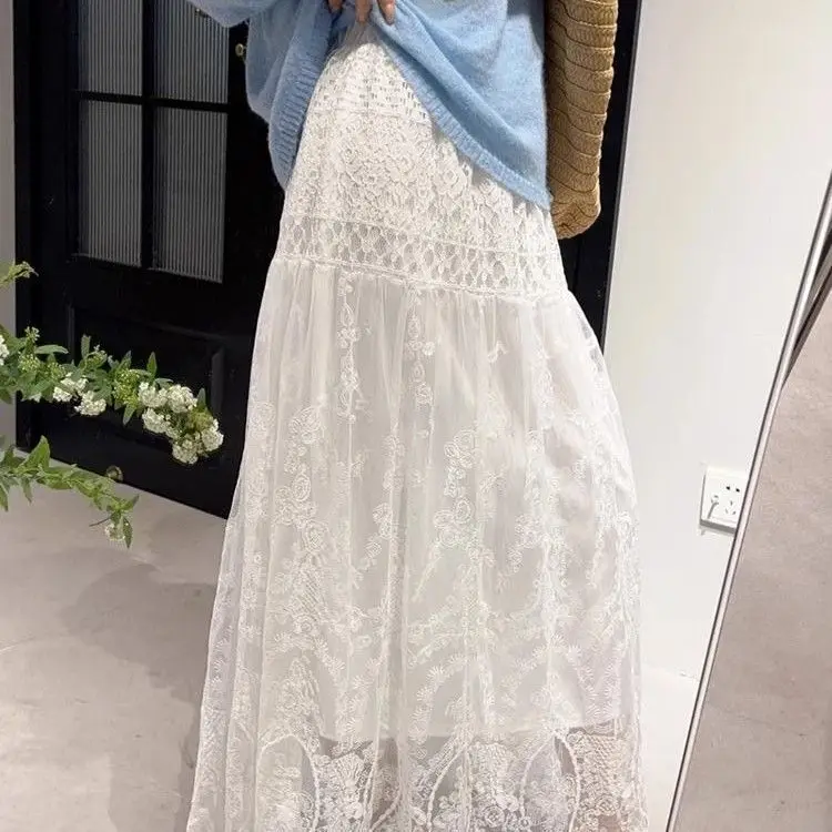 High Waist A-Line Skirt with Lace Splicing Cake Style Mid-Length Women's Spring Season Casual Skirts Polyester Fiber
High Waist A-Line Skirt with Lace Splicing Cake Style Mid-Length Women's Spring Season Casual Skirts Polyester Fiber
