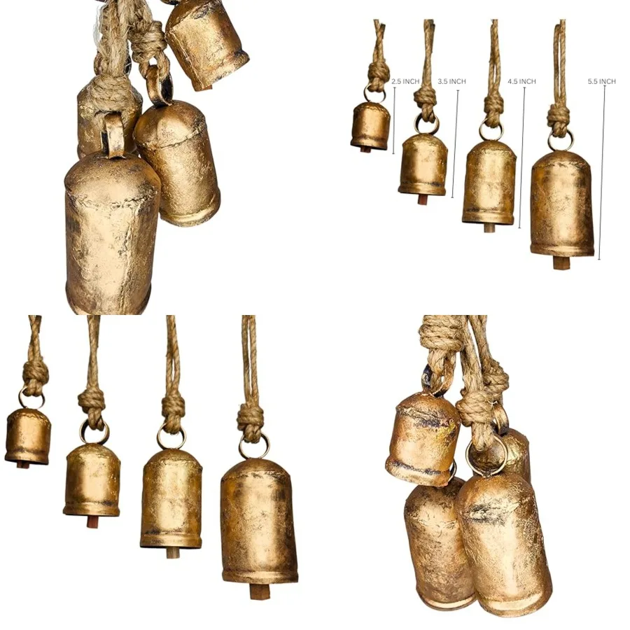 Set of 4 Harmony Cow Bells Vintage Handmade Rustic Lucky Christmas Hanging Decor Bells on Rope
Set of 4 Harmony Cow Bells Vintage Handmade Rustic Lucky Christmas Hanging Decor Bells on Rope