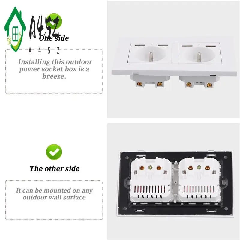 A45Z-IP66 16A 250V Waterproof Outdoor Wall Power Socket Box Electrical Double Outlet With 2USB For Home Garden
A45Z-IP66 16A 250V Waterproof Outdoor Wall Power Socket Box Electrical Double Outlet With 2USB For Home Garden