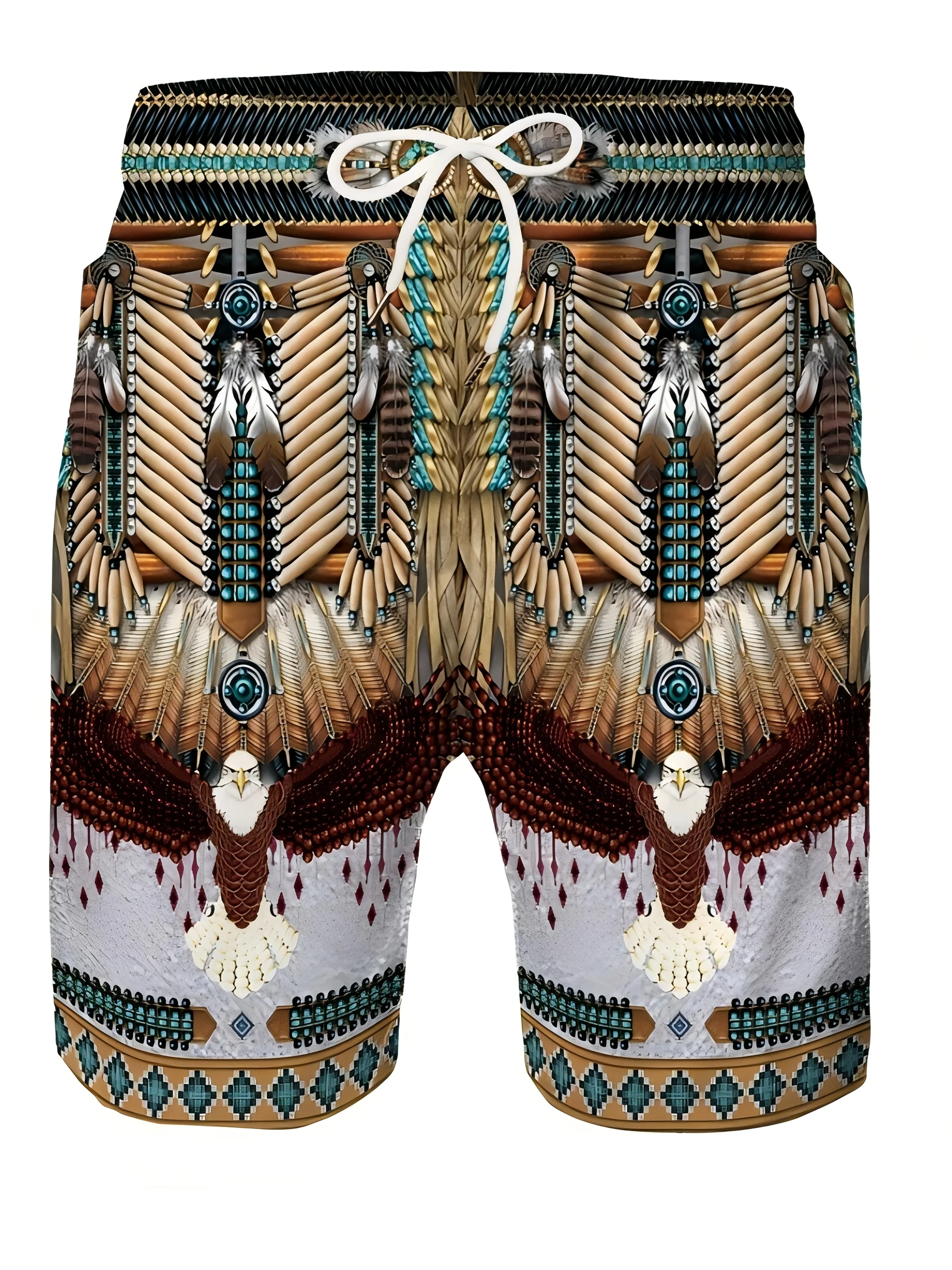 Men's fashionable printed beach shorts with tribal pattern 3D printing, featuring a casual polyester drawstring waist, lightweig
Men's fashionable printed beach shorts with tribal pattern 3D printing, featuring a casual polyester drawstring waist, lightweig