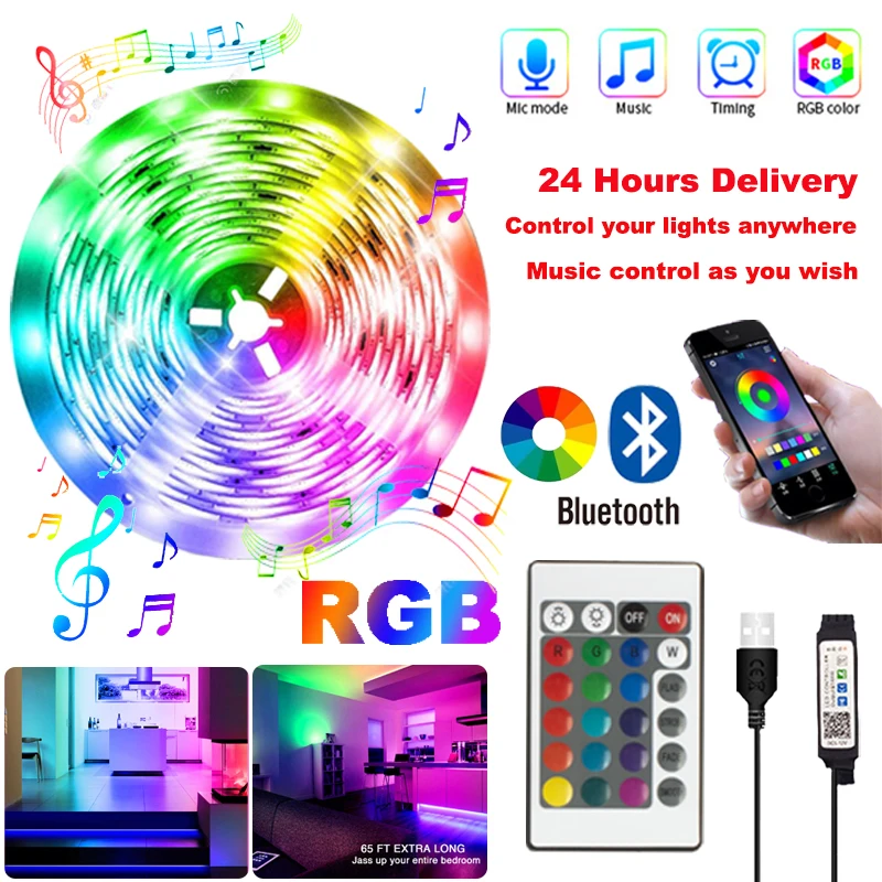 LED Strip Light RGB 5050 Color LED Lights TV LED Backlight Bluetooth Remote Control LED 5m 10m 20m 30m for Room Decor Christmas
LED Strip Light RGB 5050 Color LED Lights TV LED Backlight Bluetooth Remote Control LED 5m 10m 20m 30m for Room Decor Christmas