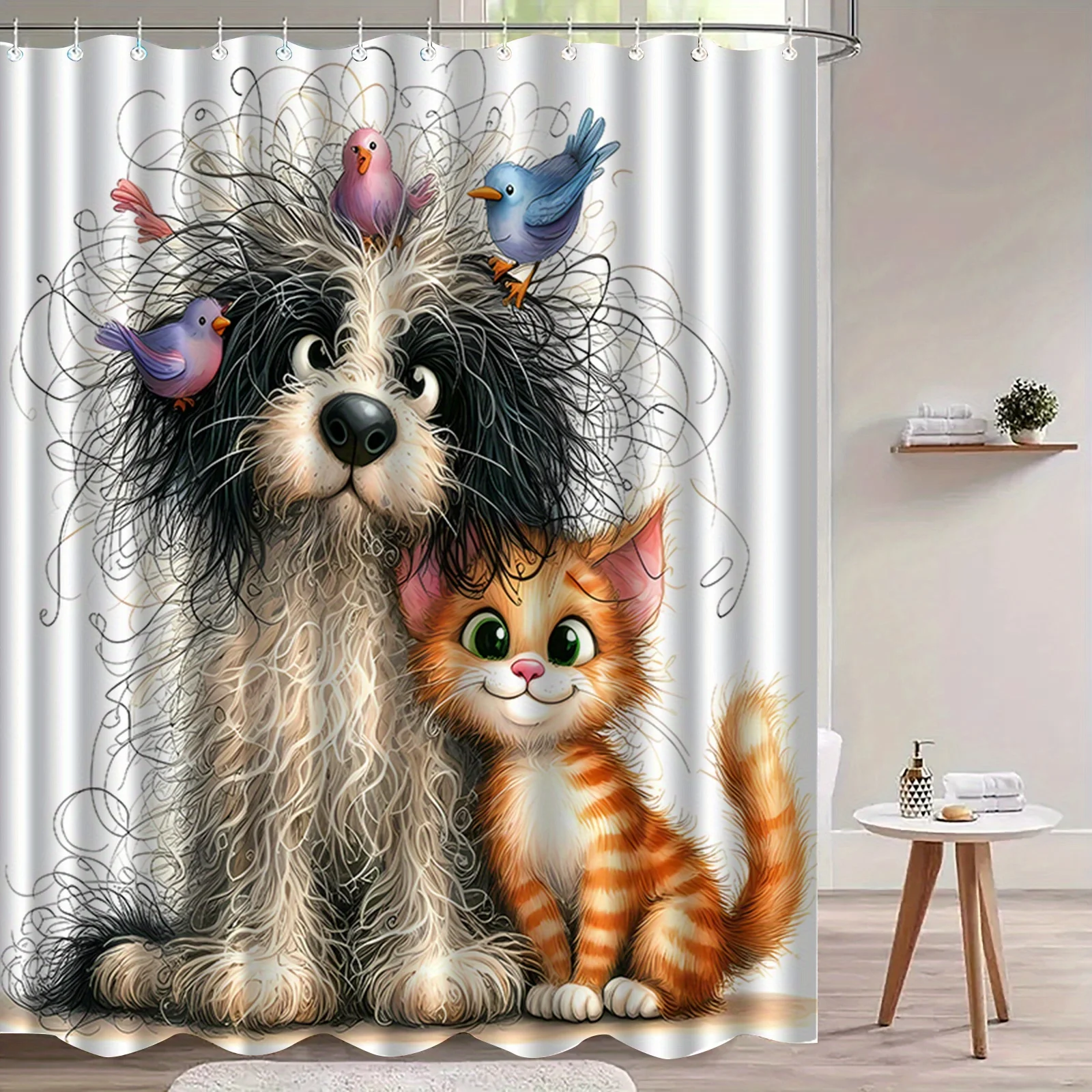 Милая занавеска для душа с собакой и котом с птицами, 3D печатный декор для ванной комнаты, тема животного, домашний модный дизайн, тренд
Милая занавеска для душа с собакой и котом с птицами, 3D печатный декор для ванной комнаты, тема животного, домашний модный дизайн, тренд