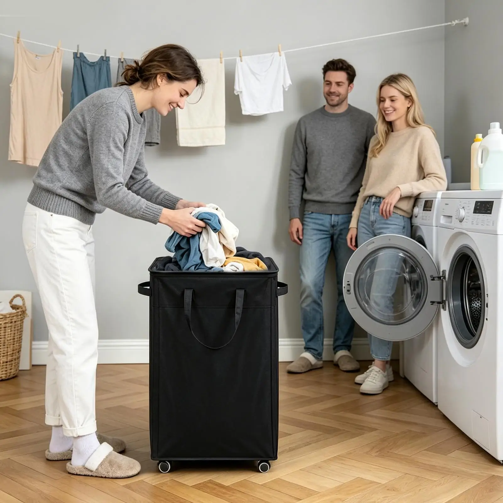 Laundry Basket with Wheels 75L Storage Basket with Removable Wash Bag and Handle Rolling Hamper for Bedroom Bathroom Dorm
Laundry Basket with Wheels 75L Storage Basket with Removable Wash Bag and Handle Rolling Hamper for Bedroom Bathroom Dorm