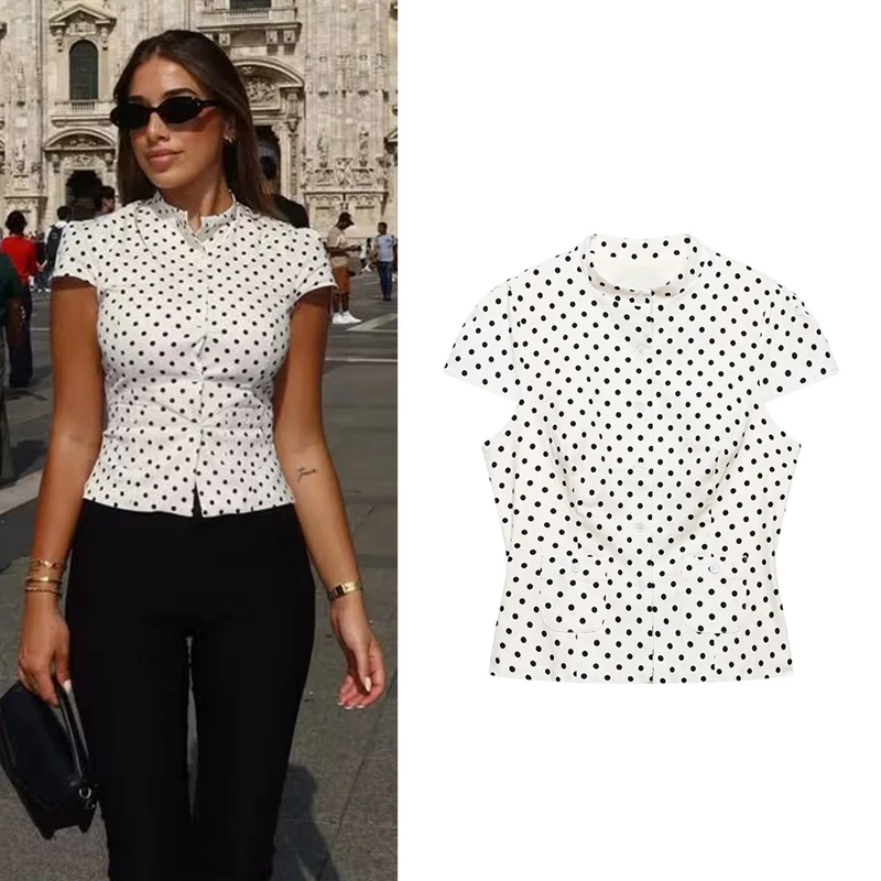 Women's Shirt 2026 New Fashion Summer Sleeveless Polka Dot Pocket Poplin Shirt Elegant Chic Personality Ladies Shirt
Women's Shirt 2026 New Fashion Summer Sleeveless Polka Dot Pocket Poplin Shirt Elegant Chic Personality Ladies Shirt