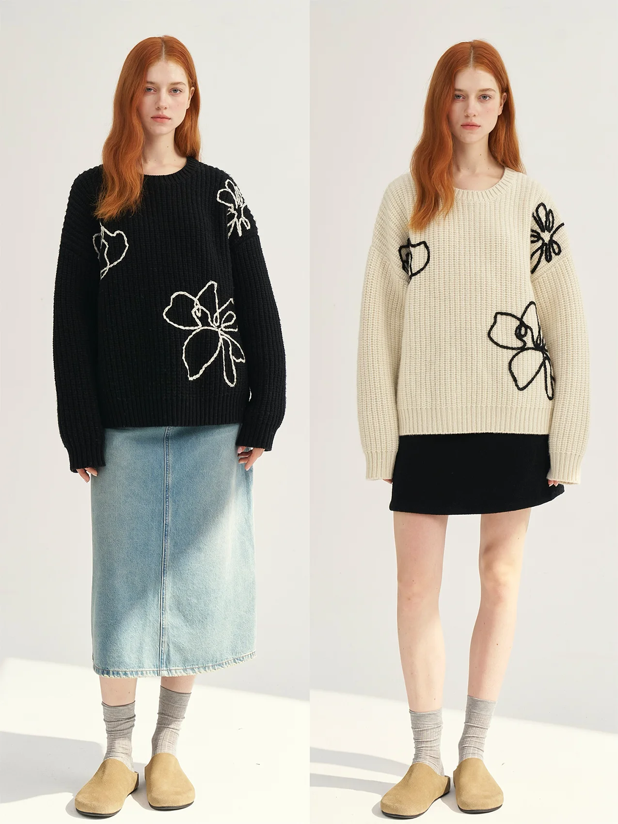 Maison Cecile High Gauge Wool Sweater Thi Needle All Wool Knitted White Bla Floral Design Autumn Winter Women's Loose Fit
Maison Cecile High Gauge Wool Sweater Thi Needle All Wool Knitted White Bla Floral Design Autumn Winter Women's Loose Fit