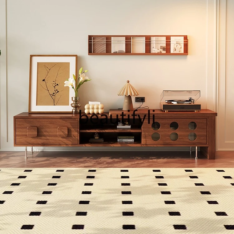 Retractable TV cabinet Small apartment medieval household living room floor cabinet Storage storage cabinet
Retractable TV cabinet Small apartment medieval household living room floor cabinet Storage storage cabinet