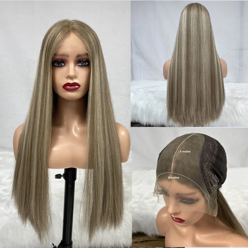 Virgin Human Hair Lace Front Wig Medium Brown Color with Highlights 26 Inches Long Straight Hair Thick and Invisible Hairline
Virgin Human Hair Lace Front Wig Medium Brown Color with Highlights 26 Inches Long Straight Hair Thick and Invisible Hairline