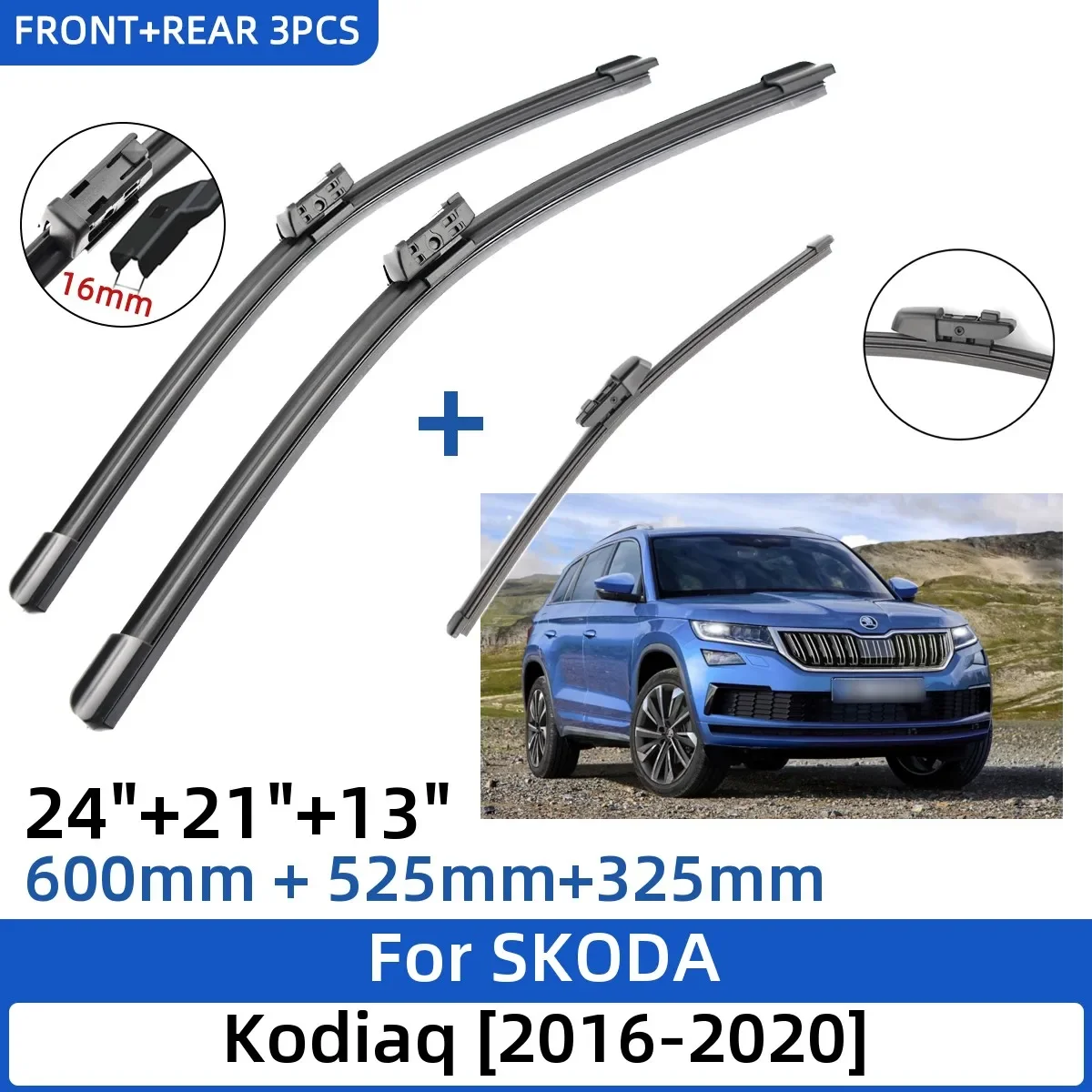 3PCS For SKODA Kodiaq 2016-2020 24"+21"+13" Front Rear Wiper Blades Windshield Windscreen Window Cutter Accessories 2019 2020
3PCS For SKODA Kodiaq 2016-2020 24"+21"+13" Front Rear Wiper Blades Windshield Windscreen Window Cutter Accessories 2019 2020