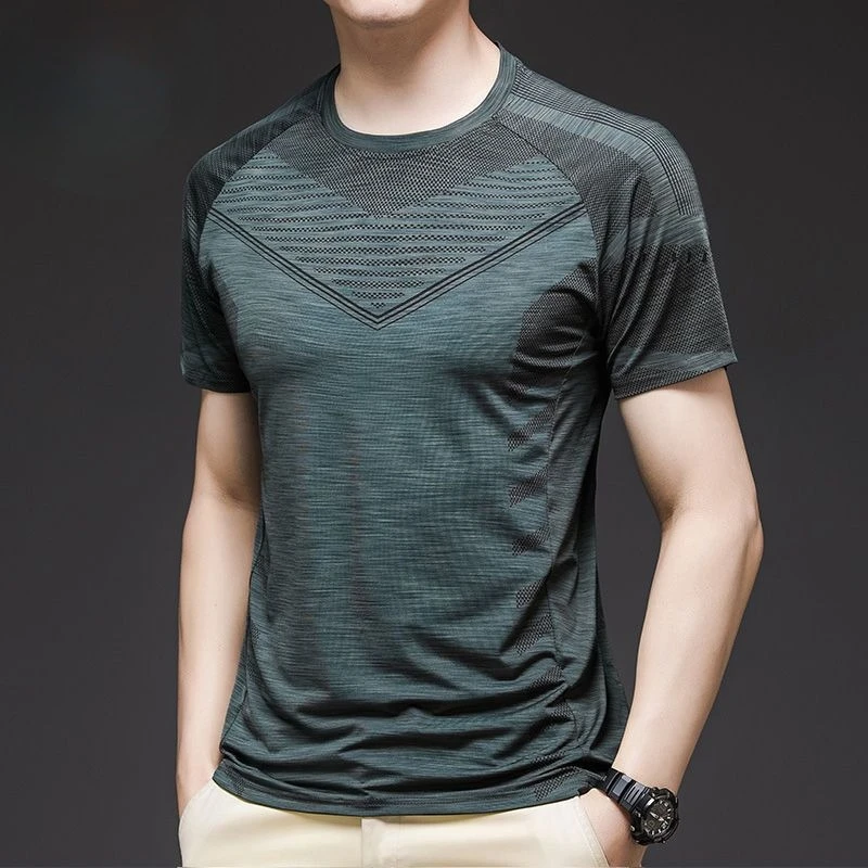 Ice Silk Breathable Men's T-shirt O Neck Quick-drying Tops Korean Popular Clothes Hot Stylish Elastic Summer Male Tees Shirts
Ice Silk Breathable Men's T-shirt O Neck Quick-drying Tops Korean Popular Clothes Hot Stylish Elastic Summer Male Tees Shirts