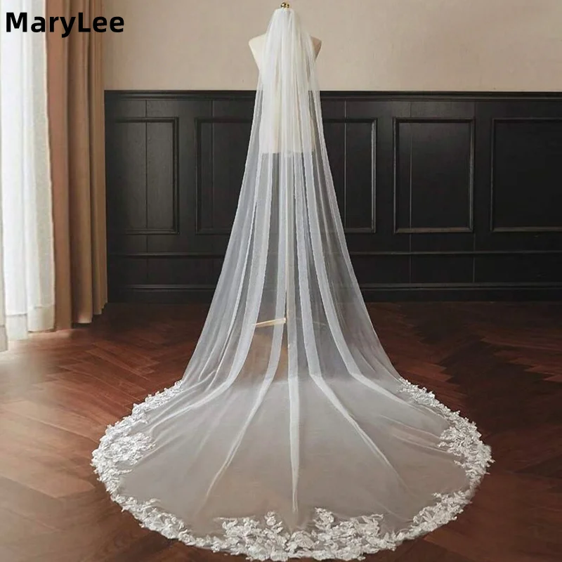 Elegant Lace Appliques Bridal Veil Customized White Ivory Soft Tulle Cathedral Veil with Comb Wedding Veils Accessory for Bride
Elegant Lace Appliques Bridal Veil Customized White Ivory Soft Tulle Cathedral Veil with Comb Wedding Veils Accessory for Bride