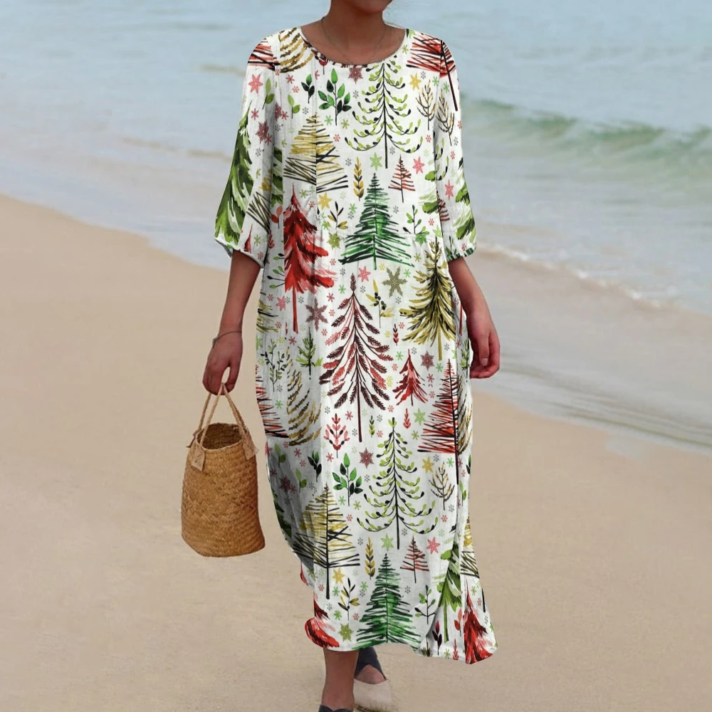 Women's Printed Maxi Dress Christmas Style Casual Half-Sleeved Soft High-Quality Top Chic Casual Loose Bohemian Long Dress
Women's Printed Maxi Dress Christmas Style Casual Half-Sleeved Soft High-Quality Top Chic Casual Loose Bohemian Long Dress