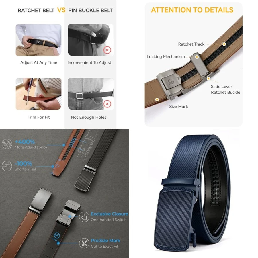 Mens Belt Leather Ratchet Belt - Customizable Fit, Effortless Style,36" to 42" Waist Adjustable,Carbon Fiber / Navy
Mens Belt Leather Ratchet Belt - Customizable Fit, Effortless Style,36" to 42" Waist Adjustable,Carbon Fiber / Navy
