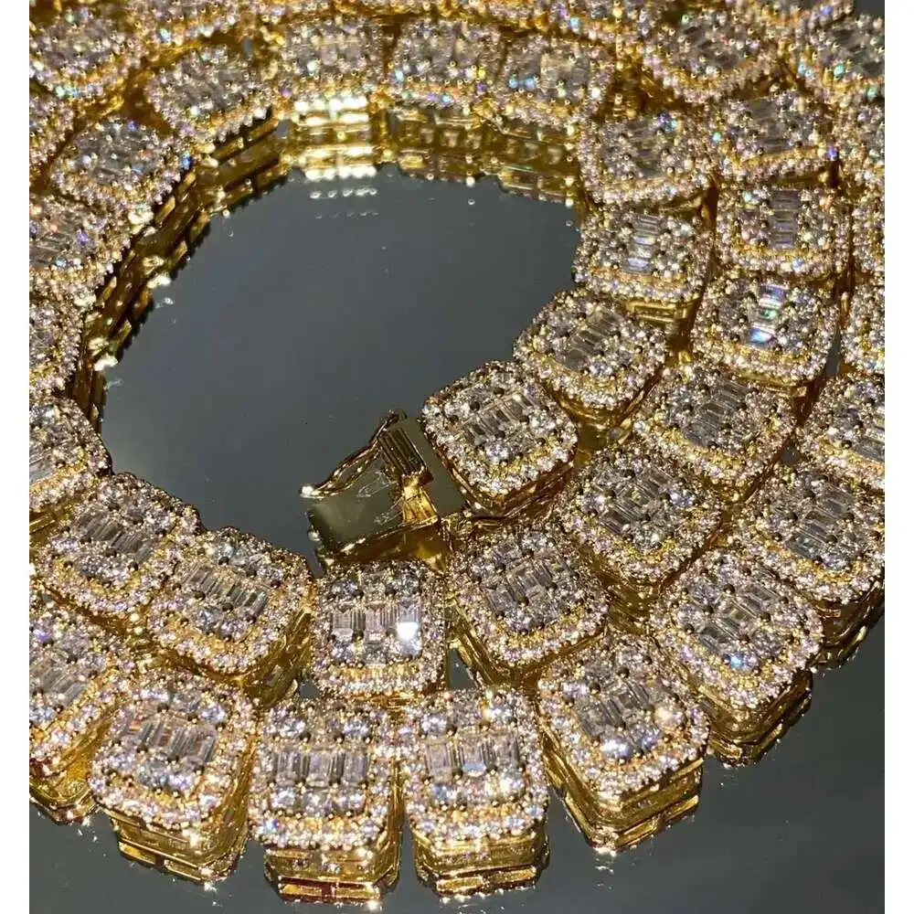 Bling Fine Jewelry Necklace 12mm 925 Sterling Silver Full Iced Baguette Moissanite Mens Hip Hop Cuban Chain Necklace
Bling Fine Jewelry Necklace 12mm 925 Sterling Silver Full Iced Baguette Moissanite Mens Hip Hop Cuban Chain Necklace