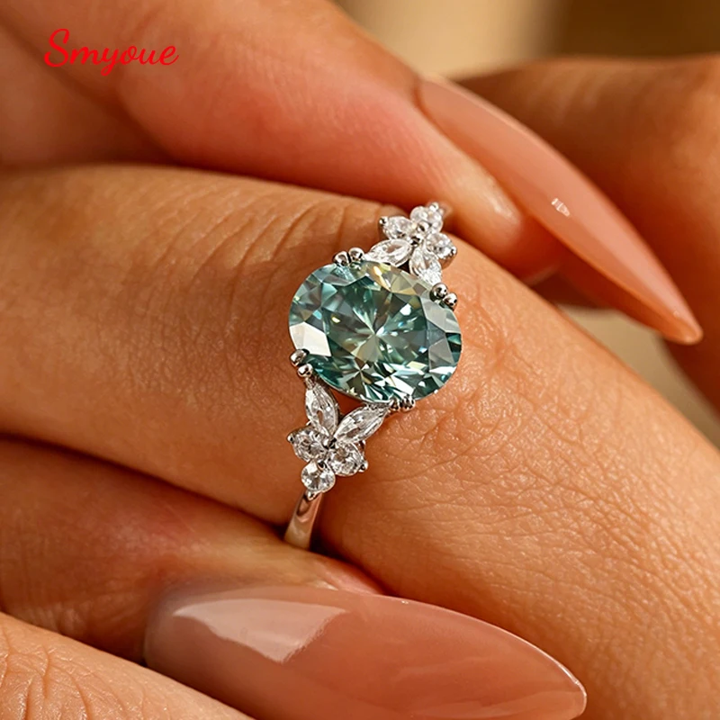 Smyoue Blue-green 2CT Oval Cut All Moissanite Rings for Women Female Luxury Quality Jewelry S925 Sterling Silver Wedding Band
Smyoue Blue-green 2CT Oval Cut All Moissanite Rings for Women Female Luxury Quality Jewelry S925 Sterling Silver Wedding Band