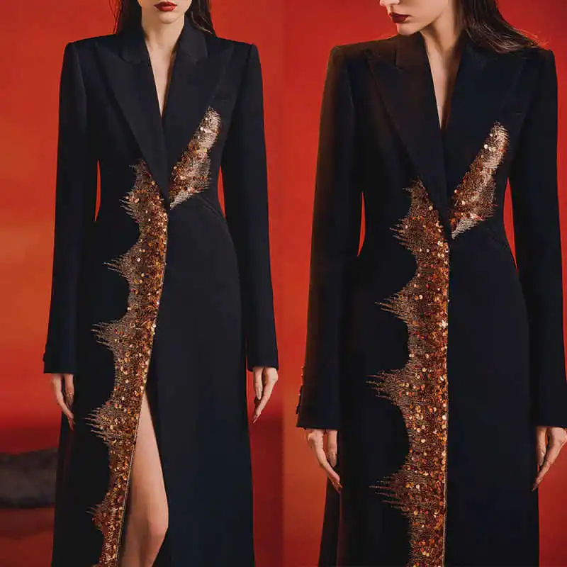 Luxury Women Overcoat 1 Pieces Blazer Single Breasted Sequins Special Occasion Outdoor Thickened Warm Street Custom Made
Luxury Women Overcoat 1 Pieces Blazer Single Breasted Sequins Special Occasion Outdoor Thickened Warm Street Custom Made