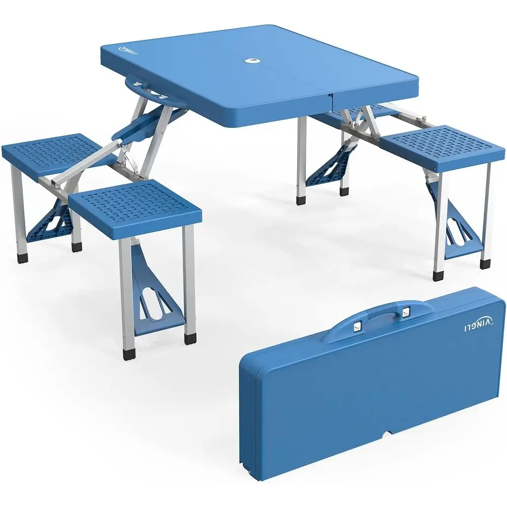 Portable 4-Seat Camping Picnic Table with Umbrella Hole, Lightweight and Durable, Supports 220 Lbs, Ideal for Outdoor Activities
Portable 4-Seat Camping Picnic Table with Umbrella Hole, Lightweight and Durable, Supports 220 Lbs, Ideal for Outdoor Activities