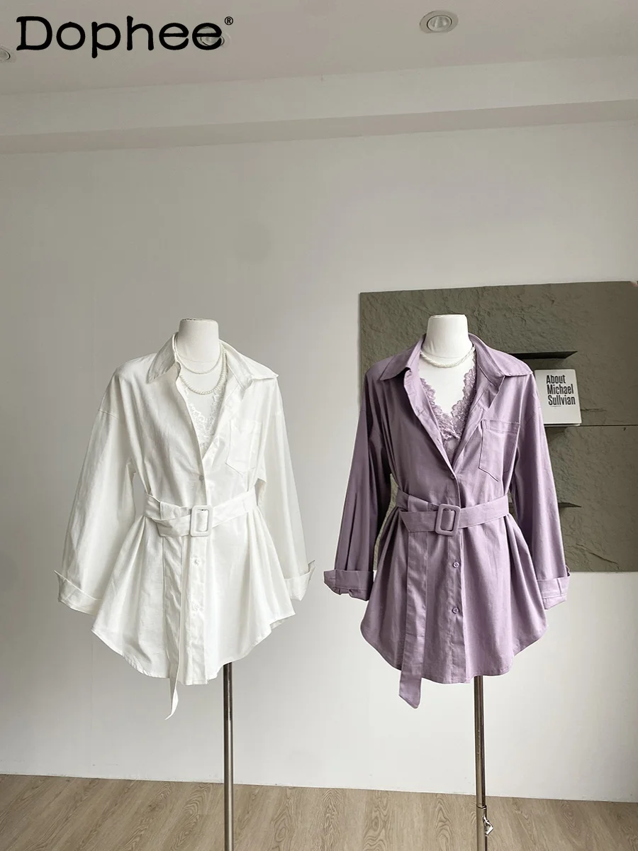 2025 Spring New Korean Version Temperament Long-sleeved Shirt Jacket + Sexy Purple Lace Inner Two-piece Sets Women Outfits
2025 Spring New Korean Version Temperament Long-sleeved Shirt Jacket + Sexy Purple Lace Inner Two-piece Sets Women Outfits