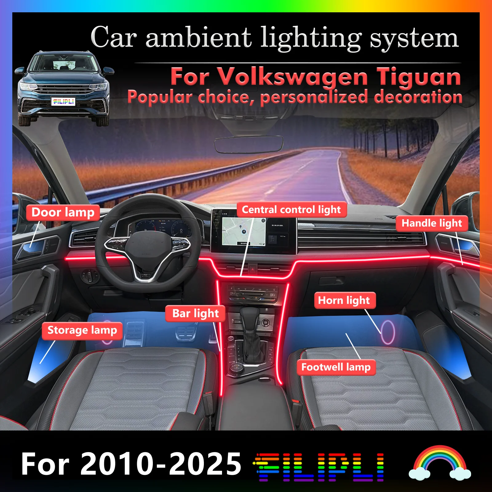 For Volkswagen Tiguan RGB 64 Colors LED Car Interior Ambient Light Smart Remote Control Rainbow Acrylic Strip Kit
For Volkswagen Tiguan RGB 64 Colors LED Car Interior Ambient Light Smart Remote Control Rainbow Acrylic Strip Kit