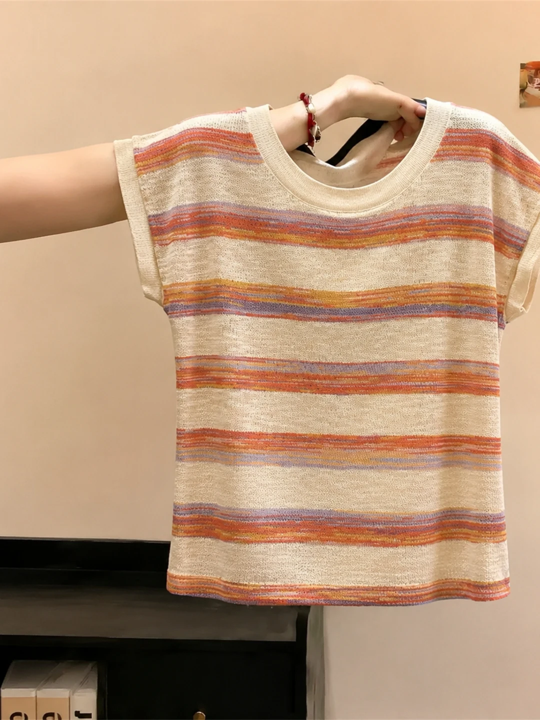 Korean Style Striped round Neck Short Sleeve T-Shirt Comfortable Breathable Design Summer Fashionable Women's Top Shirt
Korean Style Striped round Neck Short Sleeve T-Shirt Comfortable Breathable Design Summer Fashionable Women's Top Shirt