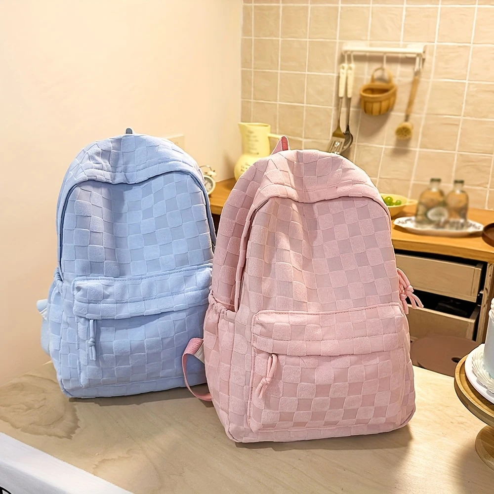 Cute Checkerboard Quilted Backpack, Large Capacity Multi-pocket School Bag for Students, Daily Commute & Travel
Cute Checkerboard Quilted Backpack, Large Capacity Multi-pocket School Bag for Students, Daily Commute & Travel