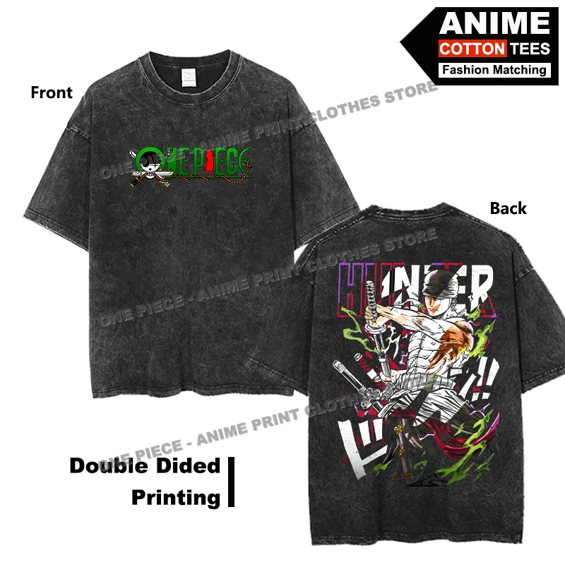 Anime One Piece - Roronoa Zoro T-shirt Double Sided Print Clothing Street styl Men Women Short Sleeve Retro Cotton Loose Tees
Anime One Piece - Roronoa Zoro T-shirt Double Sided Print Clothing Street styl Men Women Short Sleeve Retro Cotton Loose Tees
