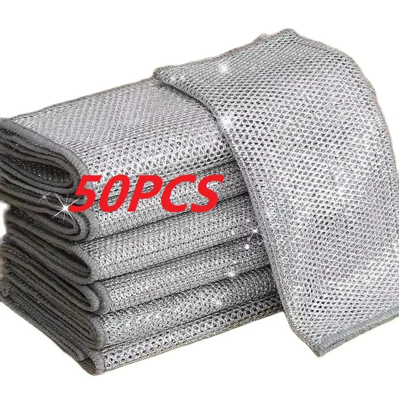 50/3 Pcs Magic Cleaning Cloth Single Sided Metal Steel Wire Rags Kitchen Dish Pot Washdishing Cloths Towel Clean Tools
50/3 Pcs Magic Cleaning Cloth Single Sided Metal Steel Wire Rags Kitchen Dish Pot Washdishing Cloths Towel Clean Tools
