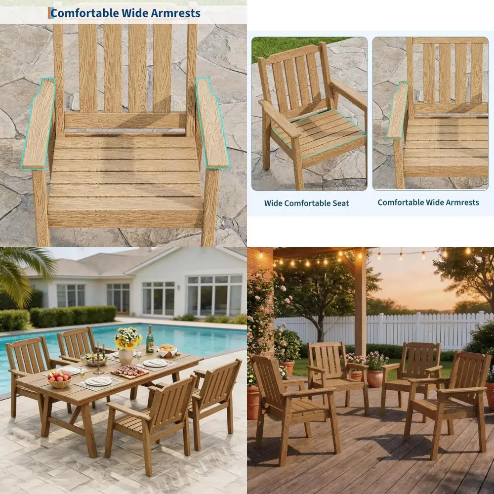 23.9” Wide HDPE Patio Dining Chairs Set o 4, 650LBS acity All-Weather Yard Armchair with Slatted Seat, Heavy Duty ern Backyard u
23.9” Wide HDPE Patio Dining Chairs Set o 4, 650LBS acity All-Weather Yard Armchair with Slatted Seat, Heavy Duty ern Backyard u