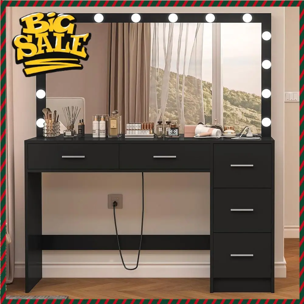 Туалетный столик с LED-подсветкой (47,2 дюйма), 14 светодиодами, 5 ящиками и зарядной станцией, черный. Ограниченное предложение.
Туалетный столик с LED-подсветкой (47,2 дюйма), 14 светодиодами, 5 ящиками и зарядной станцией, черный. Ограниченное предложение.