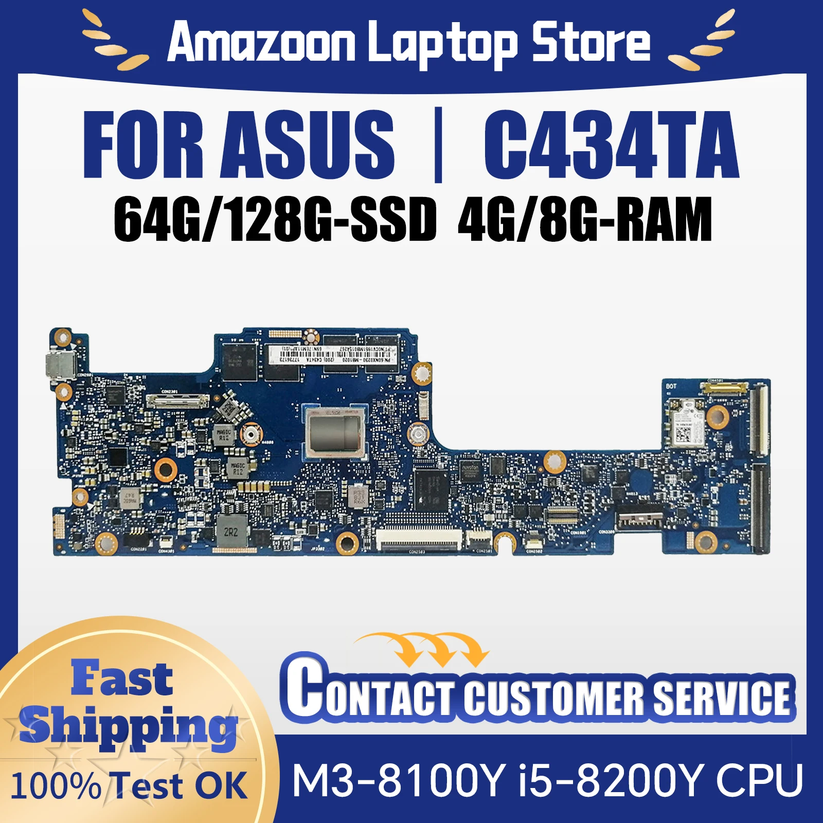 C434TA Mainboard For ASUS Chromebook Flip C434 C434T Laptop Motherboard M3-8100Y i5-8200Y 4G/8G-RAM SSD-64G/128G
C434TA Mainboard For ASUS Chromebook Flip C434 C434T Laptop Motherboard M3-8100Y i5-8200Y 4G/8G-RAM SSD-64G/128G