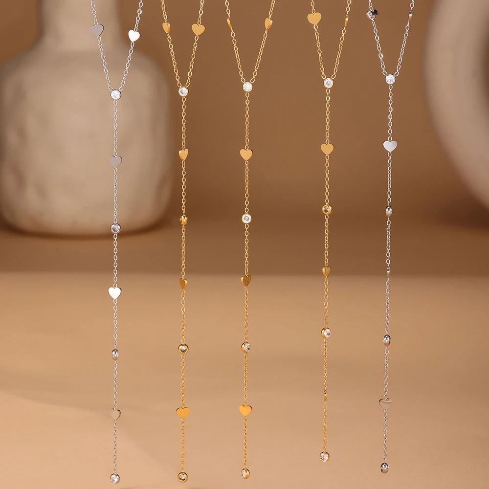 Nivora Exquisite Heart Chain Stainless Steel Zircon Long Necklaces For Women PVD Gold Plated Metal Collar Party Wedding Jewelry
Nivora Exquisite Heart Chain Stainless Steel Zircon Long Necklaces For Women PVD Gold Plated Metal Collar Party Wedding Jewelry