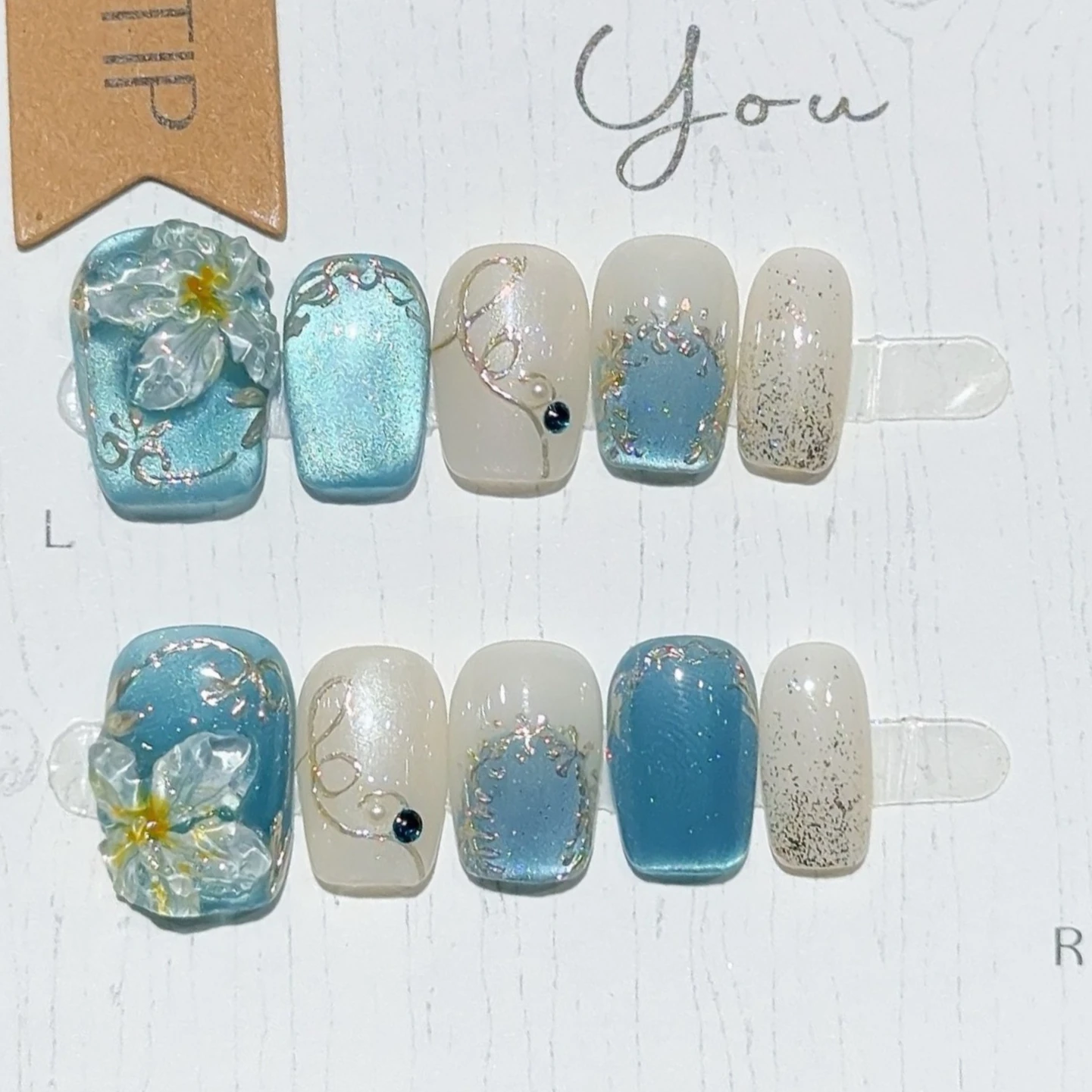 10Pcs Blue Cat's Eye Glitter Summer French Manicure with 3D Flower Romantic Nails Set Short Ballet Lovely Acrylic Nail Tips Art
10Pcs Blue Cat's Eye Glitter Summer French Manicure with 3D Flower Romantic Nails Set Short Ballet Lovely Acrylic Nail Tips Art