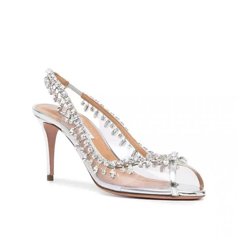 Fashion Women's Pumps and Heels Fish Mouth Transparent Band Rhinestone Chain Trend Stiletto Heel Womens Shoes Sandalias De Mujer
Fashion Women's Pumps and Heels Fish Mouth Transparent Band Rhinestone Chain Trend Stiletto Heel Womens Shoes Sandalias De Mujer