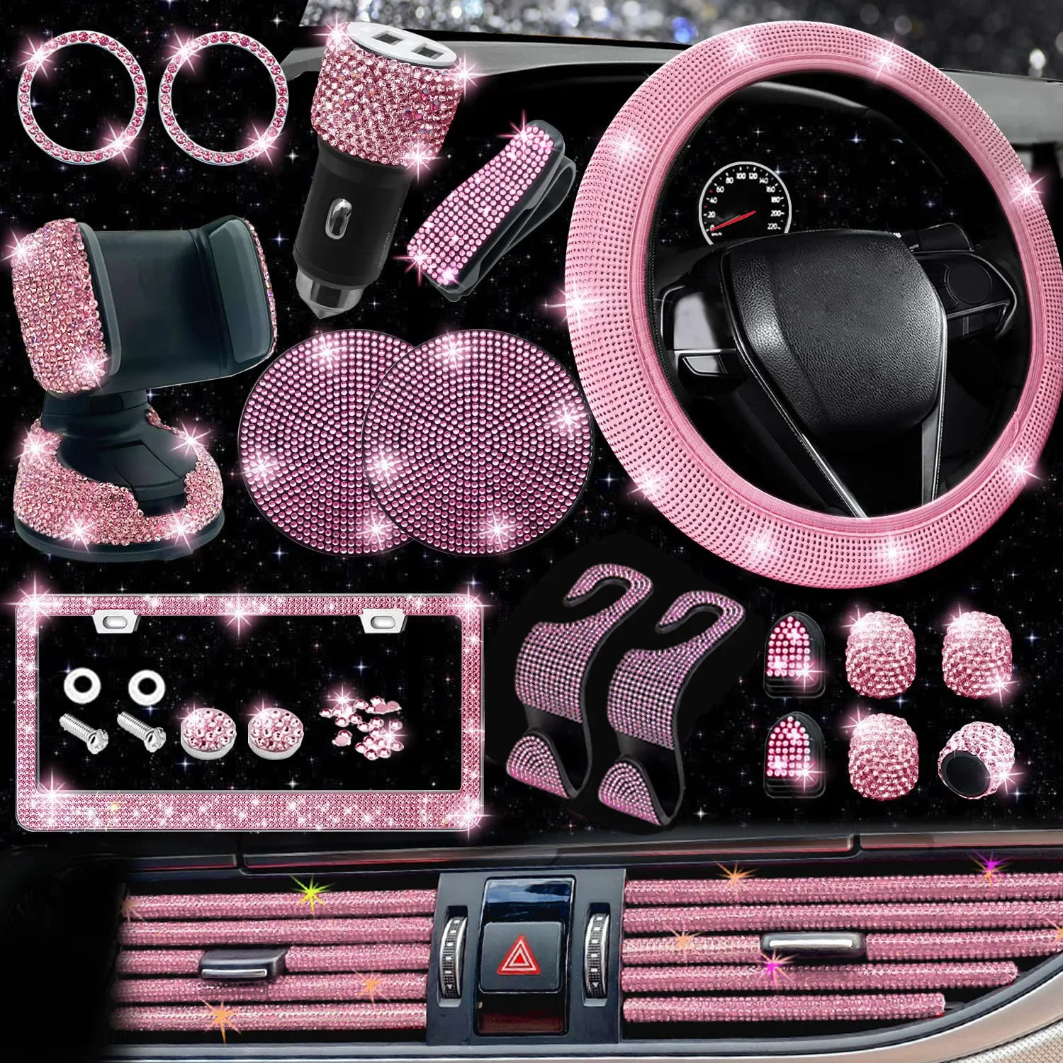Car Steering Wheel Cover Non-slip Comfortable Stretch Handlebar Cover Drilling U.S. Licence Plate Frame Rhinestone CarDecoration
Car Steering Wheel Cover Non-slip Comfortable Stretch Handlebar Cover Drilling U.S. Licence Plate Frame Rhinestone CarDecoration