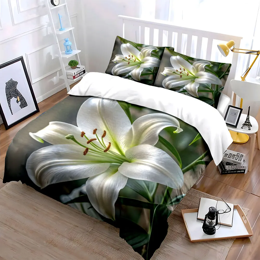 White Lily Decor Set Multiple sizes kid's and adults' bedroom Exquisite 3PC bedding set, gift
White Lily Decor Set Multiple sizes kid's and adults' bedroom Exquisite 3PC bedding set, gift