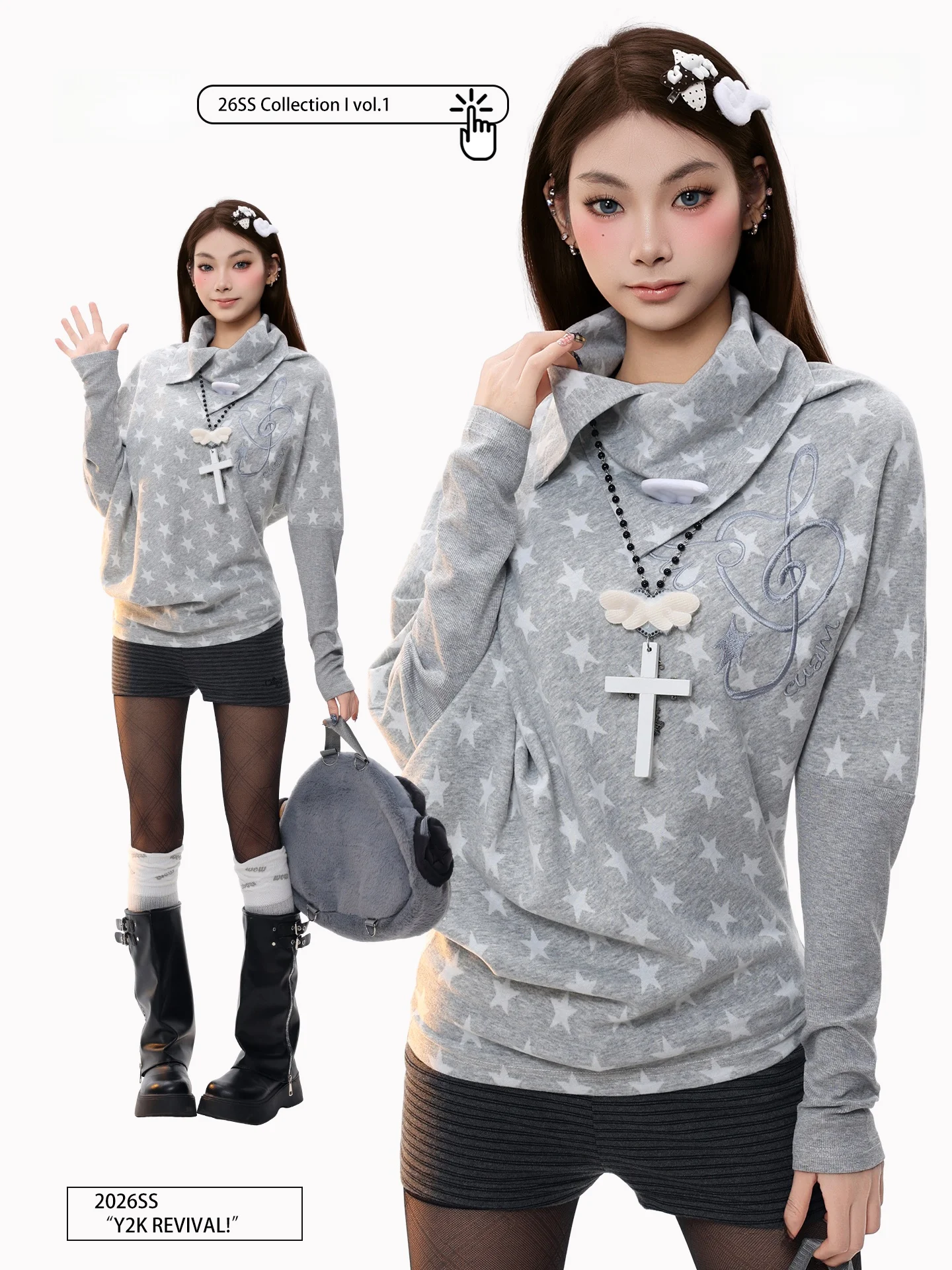 PBB Gentle Subculture Star Print Stand Collar Long Sve T-irt Women's Anti-Aging Embroidery Sweet Light Underage Top
PBB Gentle Subculture Star Print Stand Collar Long Sve T-irt Women's Anti-Aging Embroidery Sweet Light Underage Top